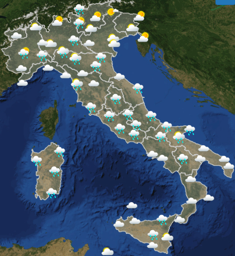 Meteo Italia Previsioni del tempo domani domenica 26 maggio 2019 dalle ore 06:00 alle ore 12:00 - meteoweek.com