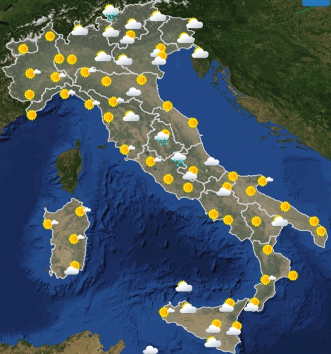 Meteo Italia Previsioni del tempo oggi lunedì 17 maggio 2019 ore 12 - meteoweek.com