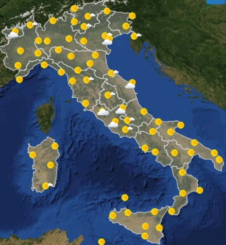 Meteo Italia previsioni del tempo di oggi giovedì 13 giugno ora 06 - meteoweek.com