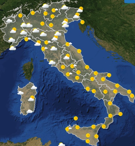 Meteo Italia previsioni del tempo di oggi venerdì 14 giugno ora 12 - meteoweek.com