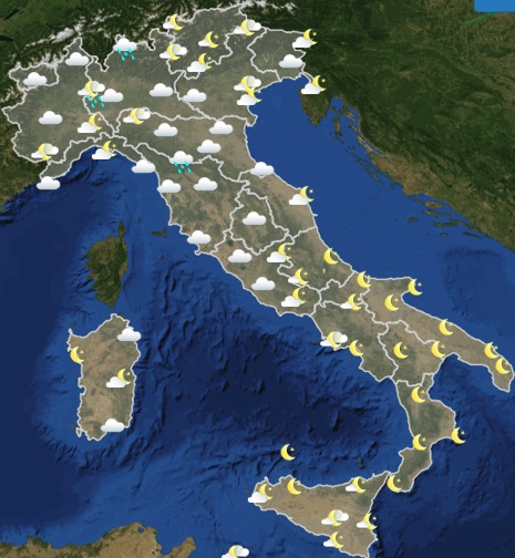 Meteo Italia previsioni del tempo di oggi venerdì 14 giugno ora 18 - meteoweek.com