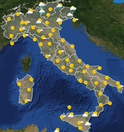 Meteo Italia previsioni del tempo domani domenica 16 giugno