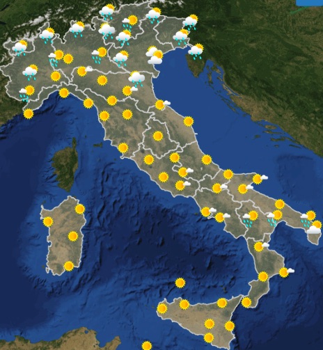 Meteo Italia previsioni del tempo domani mercoledì 5 giugno 2019 ore 12 - meteoweek.com