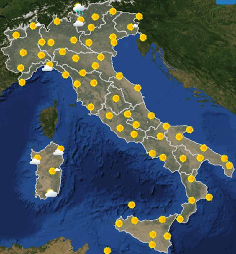 Meteo Italia previsioni del tempo di domani sabato 6 luglio 2019 ore 12 - meteoweek.com