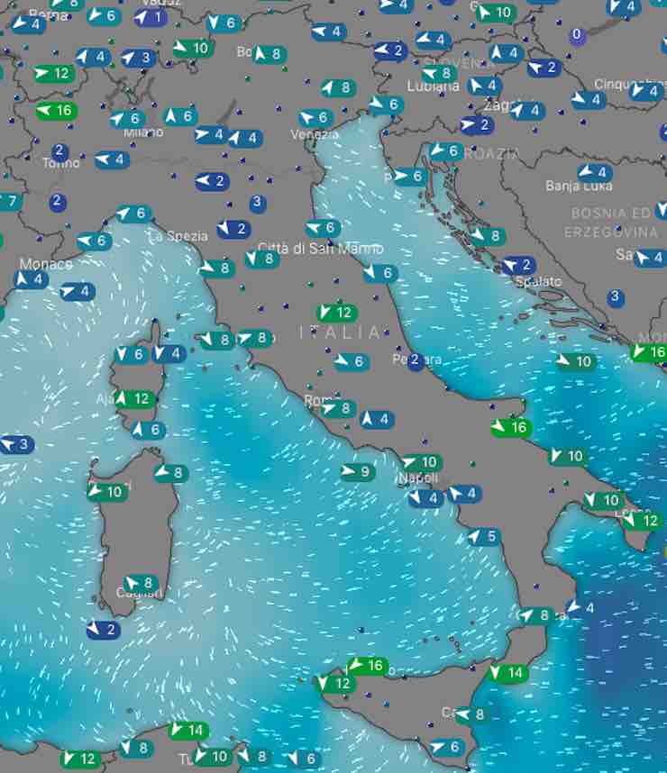 mappa venti e mari