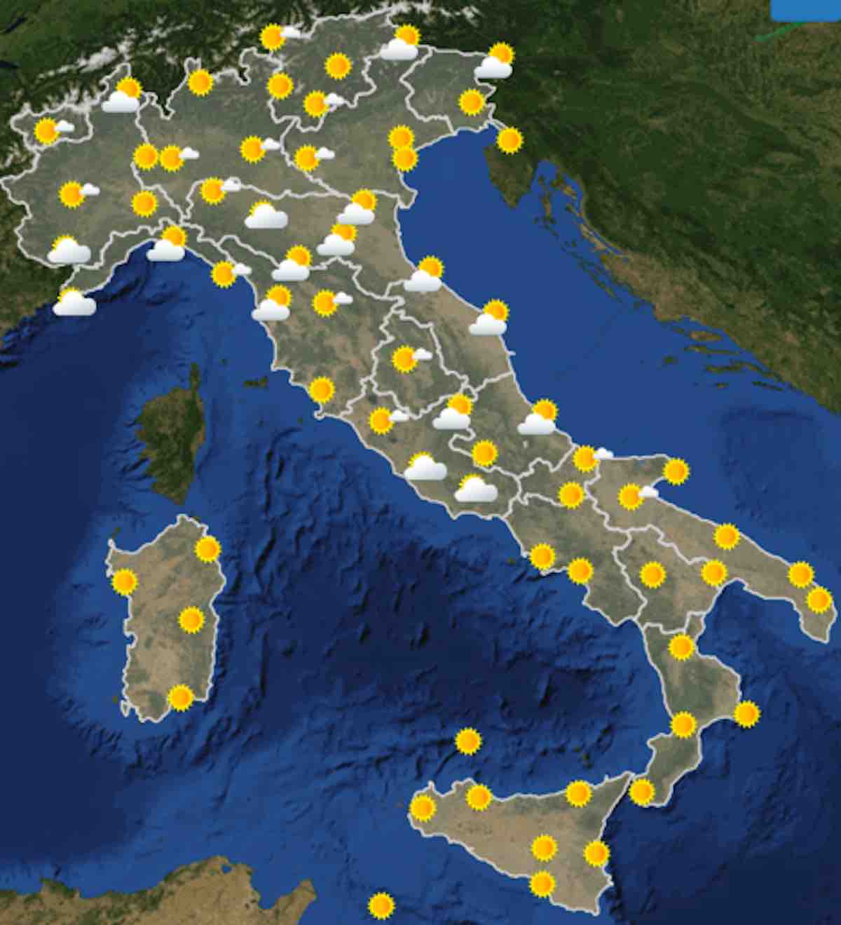 mappa ore 6 - Previsioni di dopodomani martedì 23 luglio in Italia- nuvolosità, temperature, venti e mari - meteoweek.com