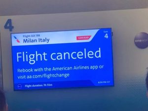 AMERICAN AIRLINE CANCELLA VOLO PER MILANO