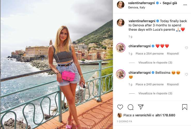 Valentina Ferragni su Instagram - meteoweek