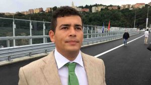 Emmanuel Diaz fratello di una delle vittime del crollo del Ponte Morandi, Henry Diaz. Chiede giuistizia per il fratello assassinato.