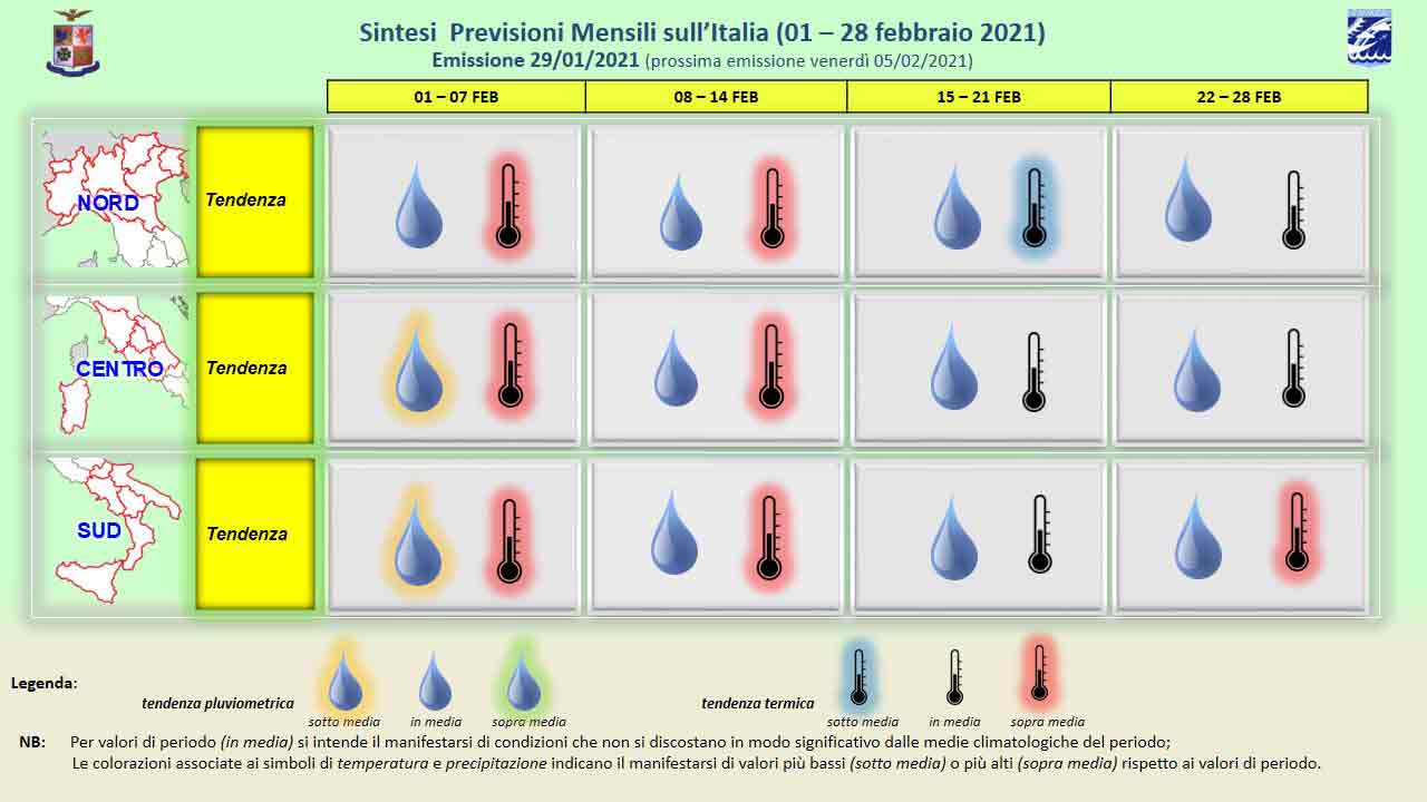 Meteo, le previsioni per il mese di febbraio 2021