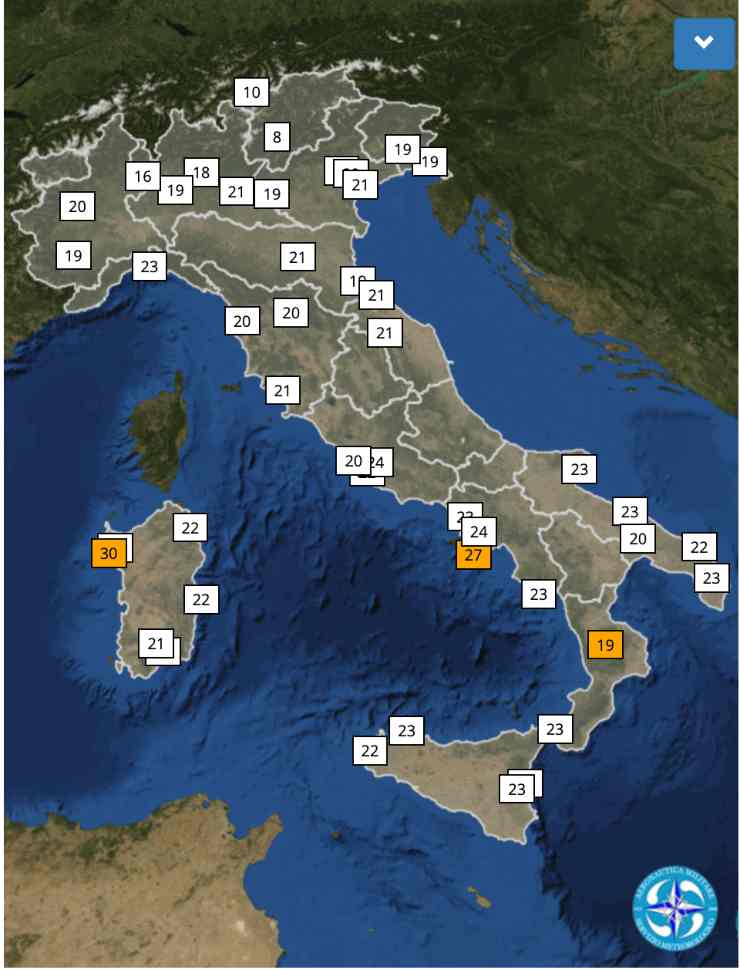 Temperature domenica 5 giugno