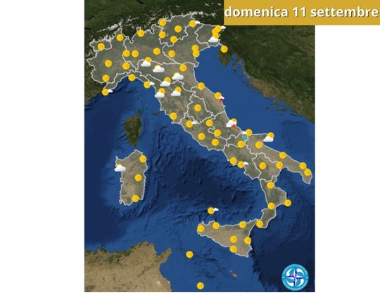 Meteo OGGI domenica 11 settembre