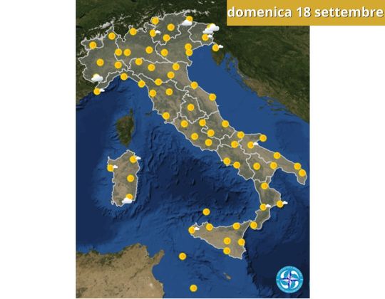 Meteo OGGI domenica 18 settembre