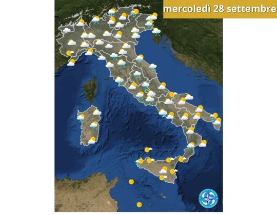 Meteo OGGI mercoledì 28 settembre