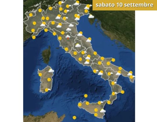 Meteo OGGI sabato 10 settembre