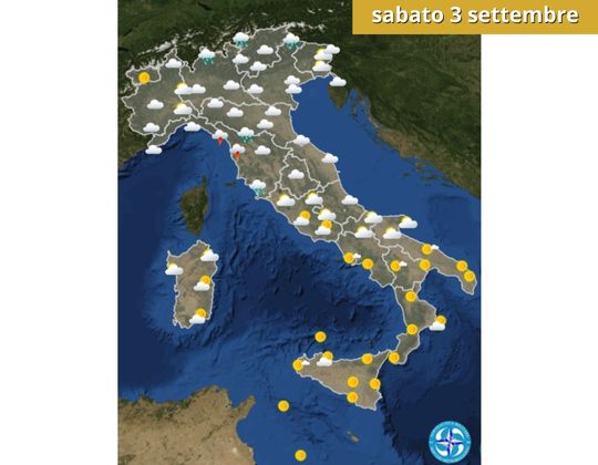 Meteo OGGI sabato 3 settembre