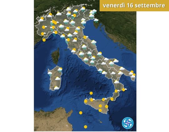 Meteo OGGI venerdì 16 settembre