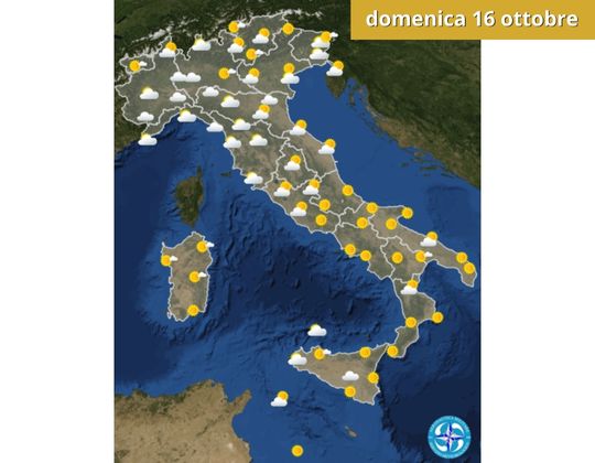 Meteo OGGI domenica 16 ottobre - meteoweek.com