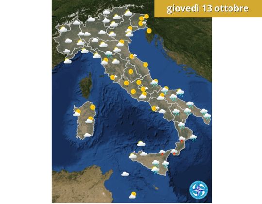 Meteo OGGI giovedì 13 ottobre