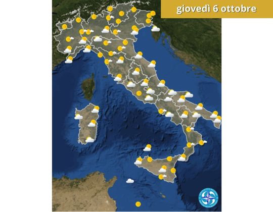 Meteo OGGI giovedì 6 ottobre