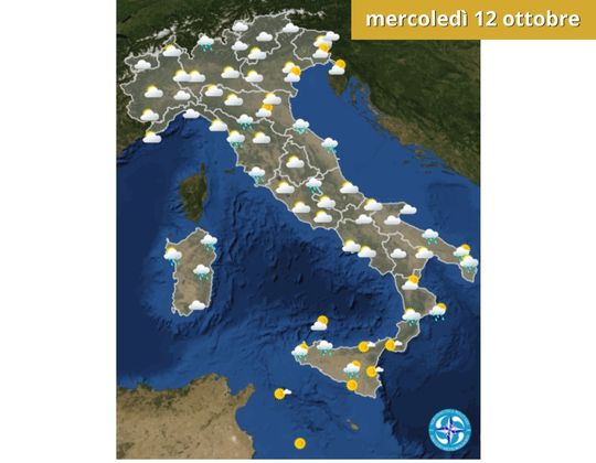 Meteo OGGI mercoledì 12 ottobre - meteoweek.com