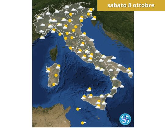 Meteo OGGI sabato 8 ottobre